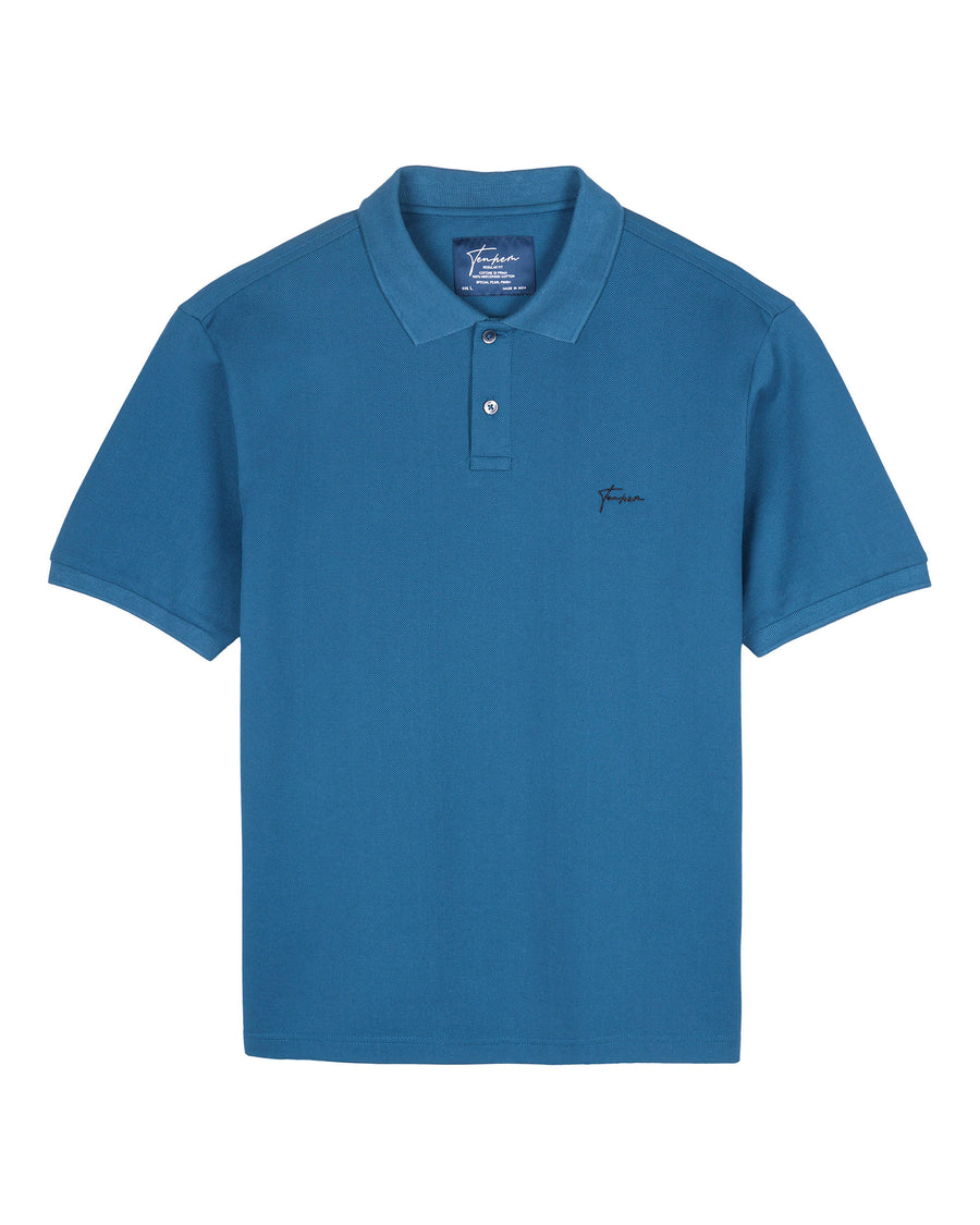 Teal Mercerised Luxury Cotton Piqué Men's Regular Fit Polo Shirt with us polo style