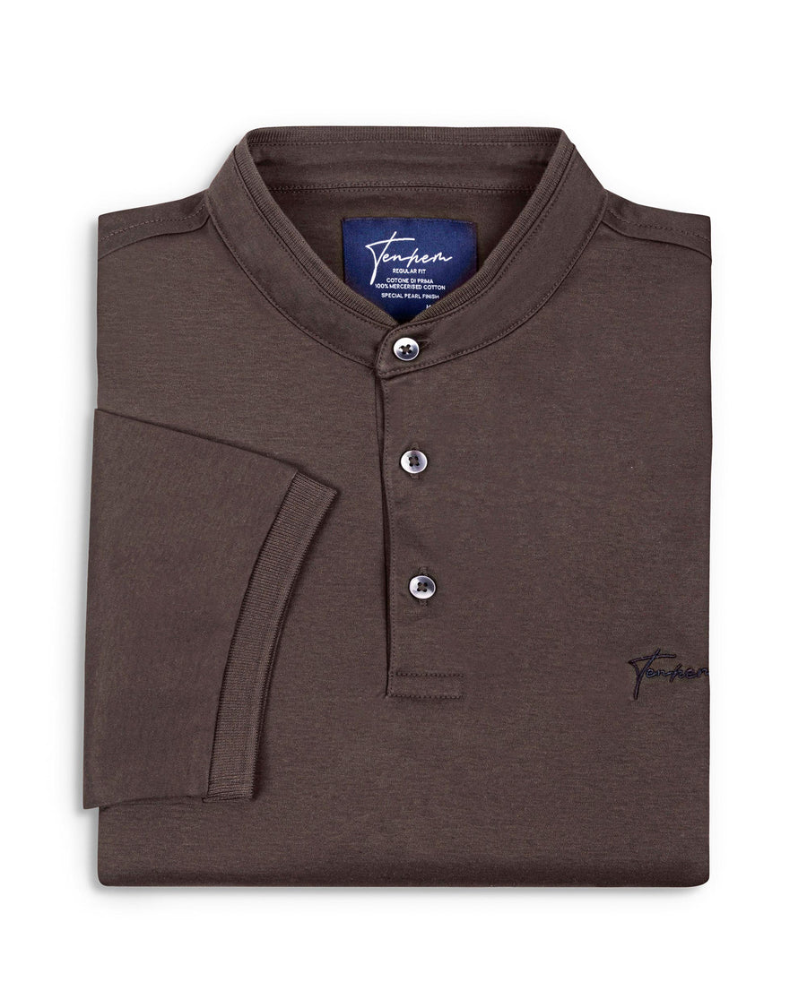 Mocha Brown Mercerised Premium Cotton Interlock Men's Regular Fit Polo Shirt with Classic Placket