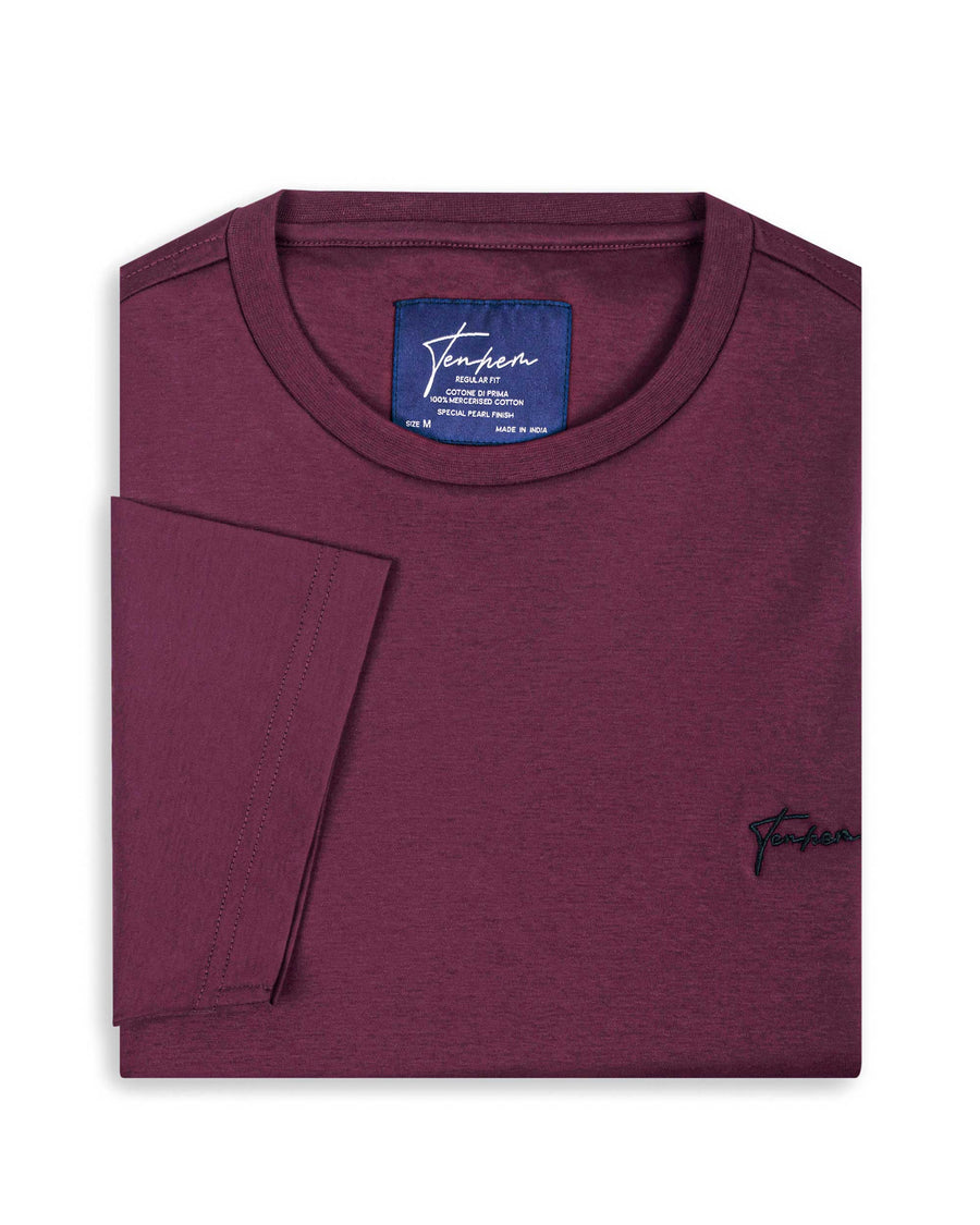 Reserve Crew T Shirt Interlock Burgundy
