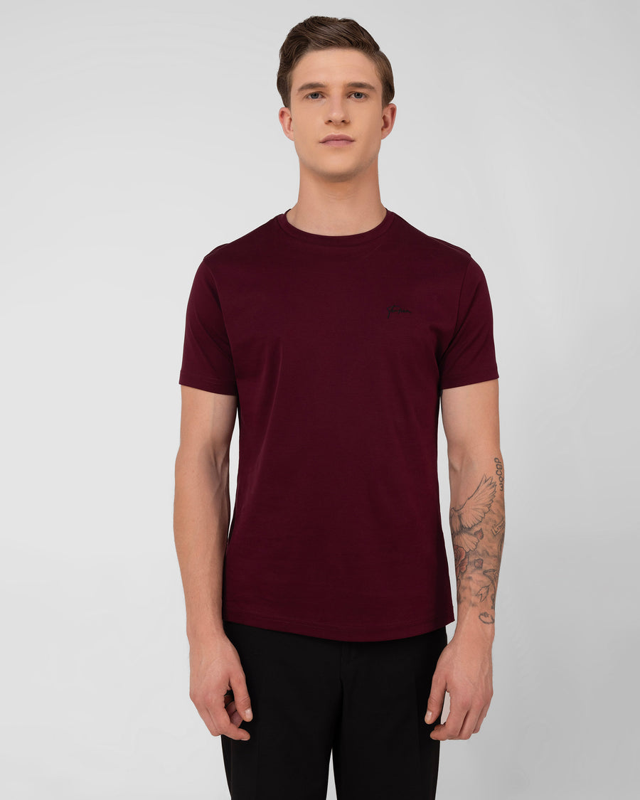 Reserve Crew T Shirt Interlock Burgundy