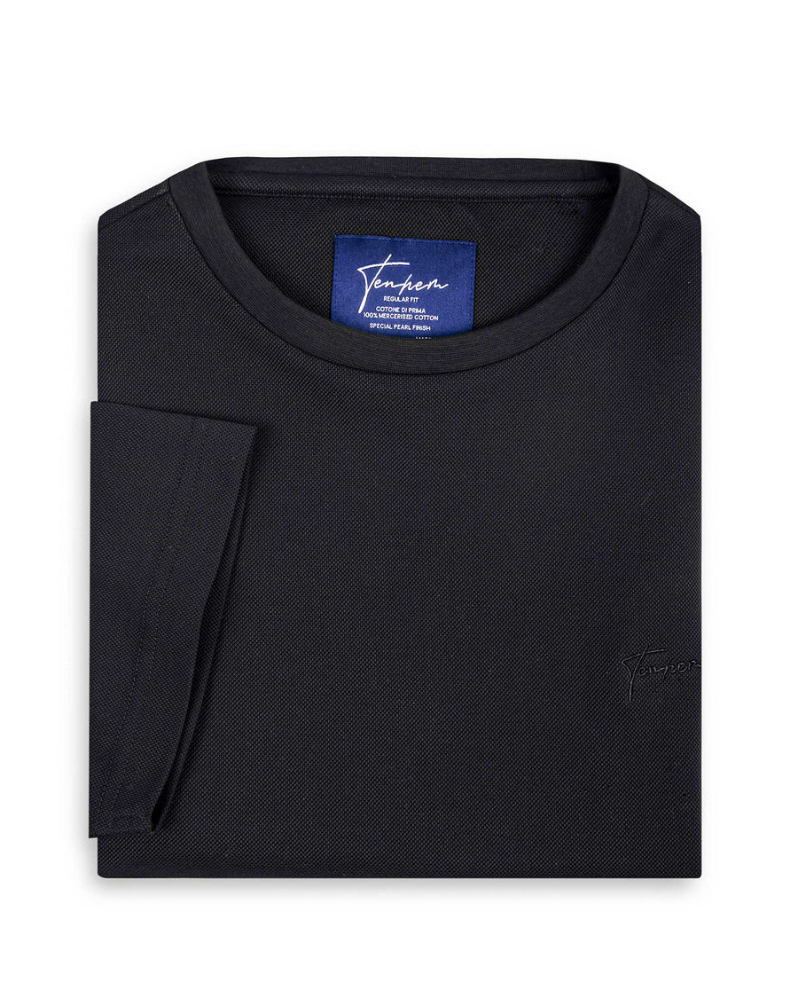 Black Opal Mercerised Luxury Cotton Piqué Round Neck T-Shirt