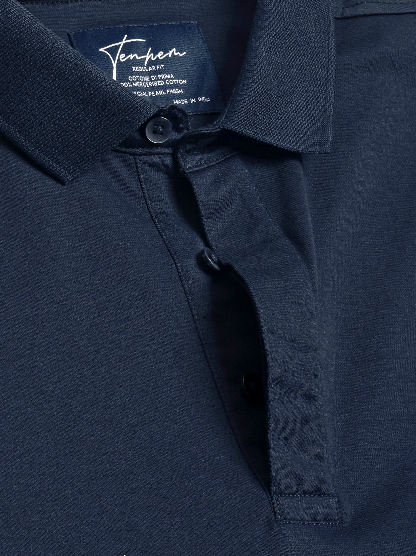 Classic navy polo t shirt for men in refined mercerised cotton interlock Tenhem
