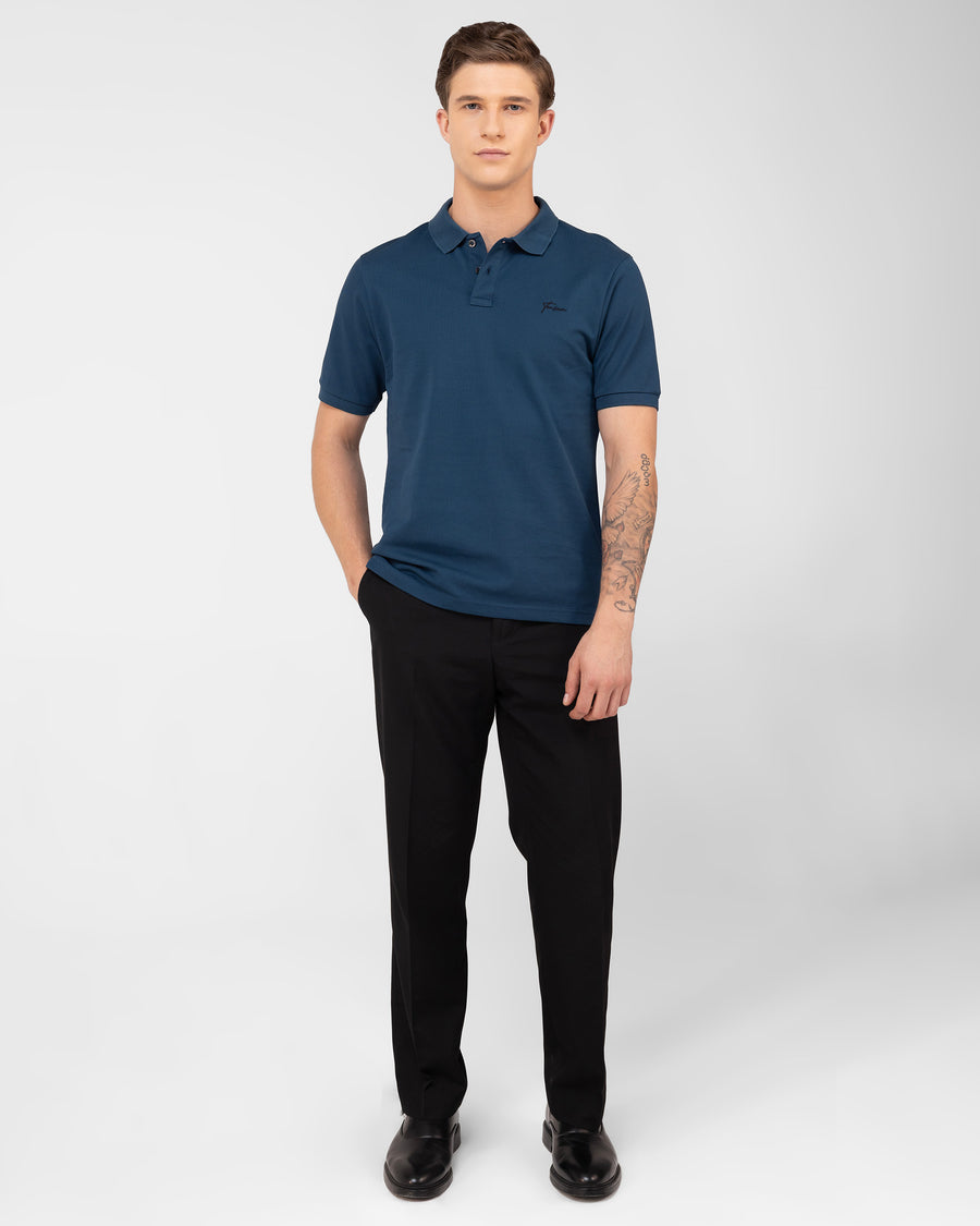 Teal Mercerised Premium Cotton Piqué Men's Regular Fit Polo T-Shirt with us polo style