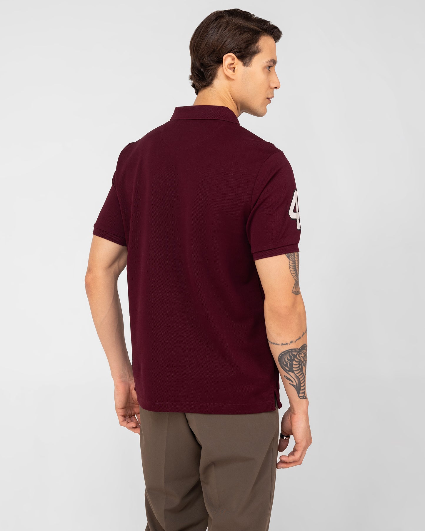 Regular fit wine polo shirt in mercerised cotton pique with elegant Cantermark detailing Tenhem