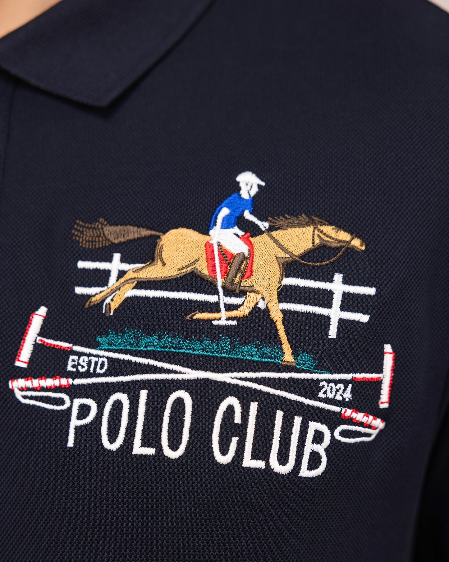 Regular fit mercerised cotton polo shirt for men in navy with elegant Cantermark emblem Tenhem