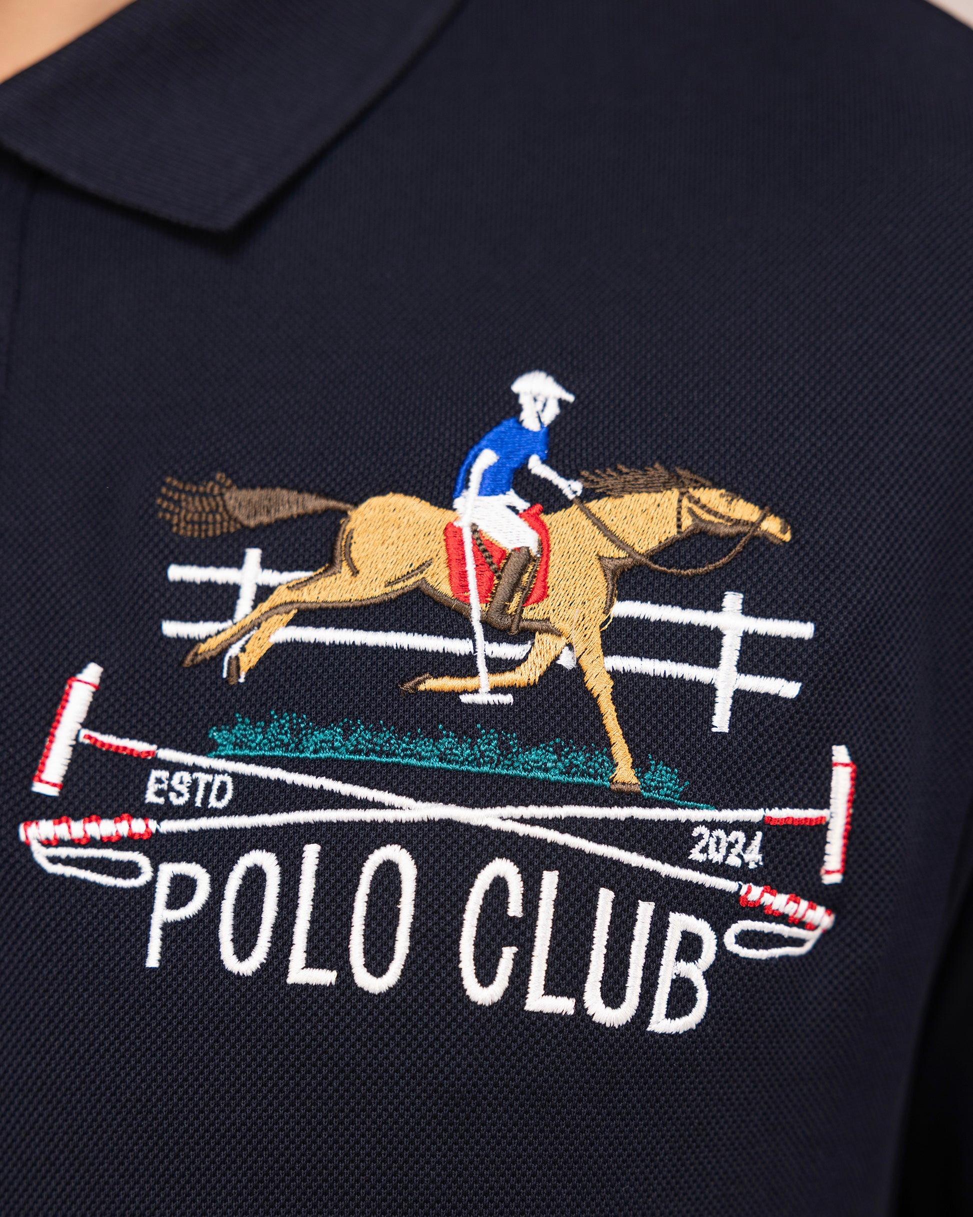Regular fit mercerised cotton polo shirt for men in navy with elegant Cantermark emblem Tenhem