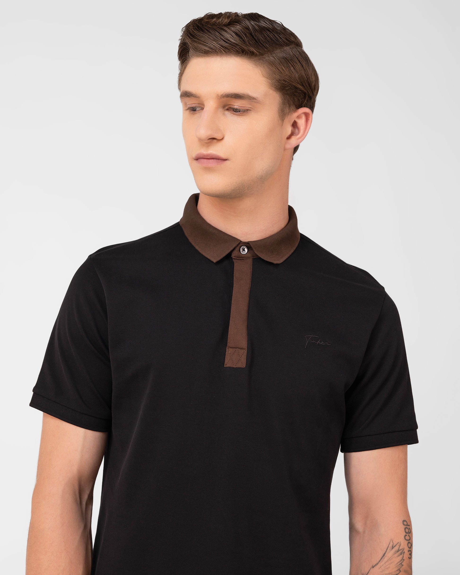 Regular fit wine polo shirt in mercerised cotton pique with elegant Cantermark detailing Tenhem