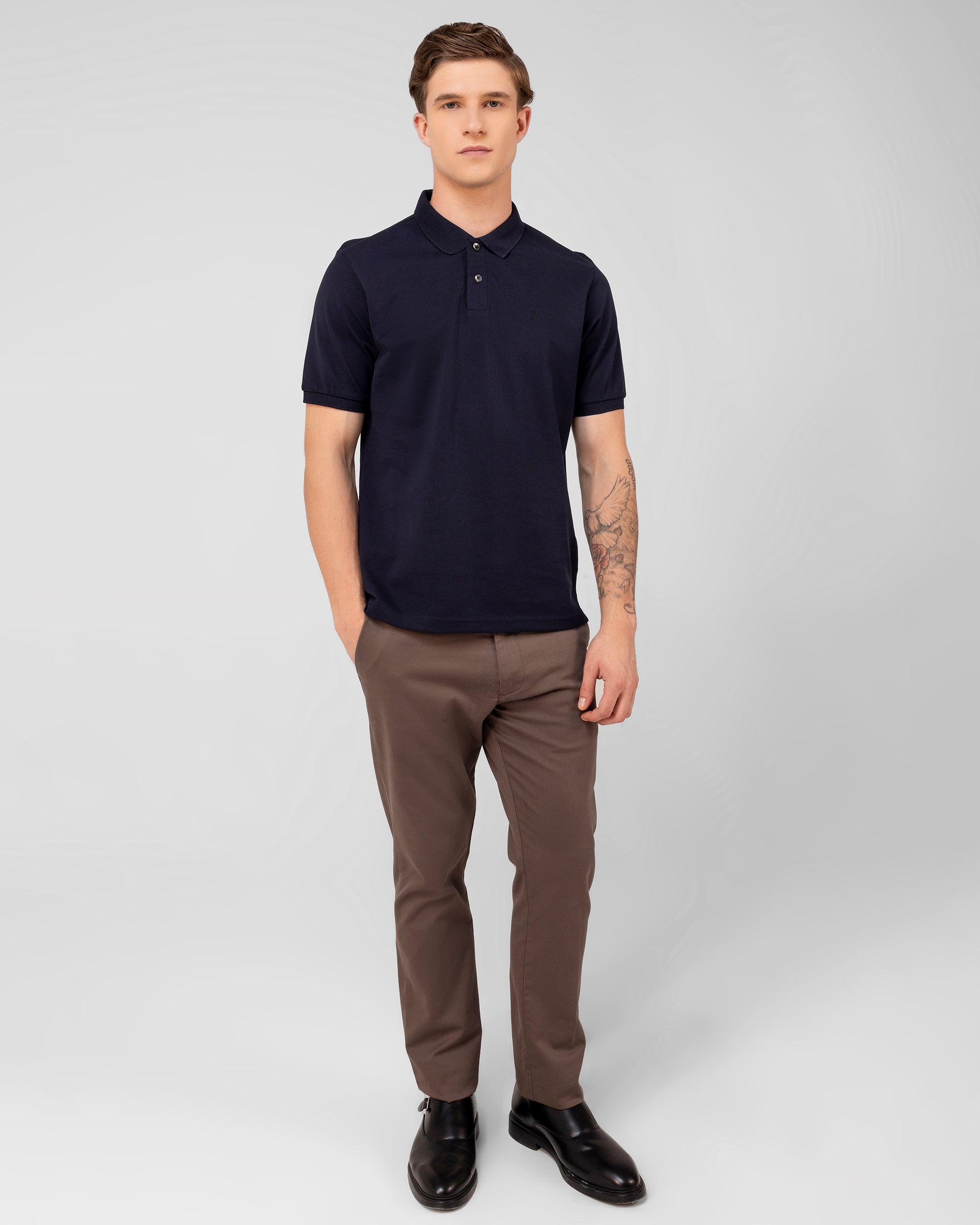 Regular fit navy polo t shirt made from rich mercerised cotton pique for everyday elegance Tenhem