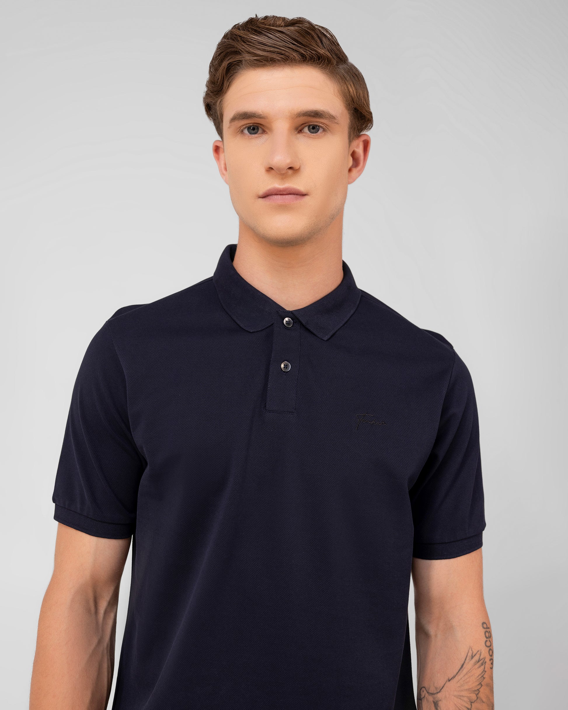 Classic navy mercerised cotton pique polo shirt for men with durable and polished finish Tenhem
