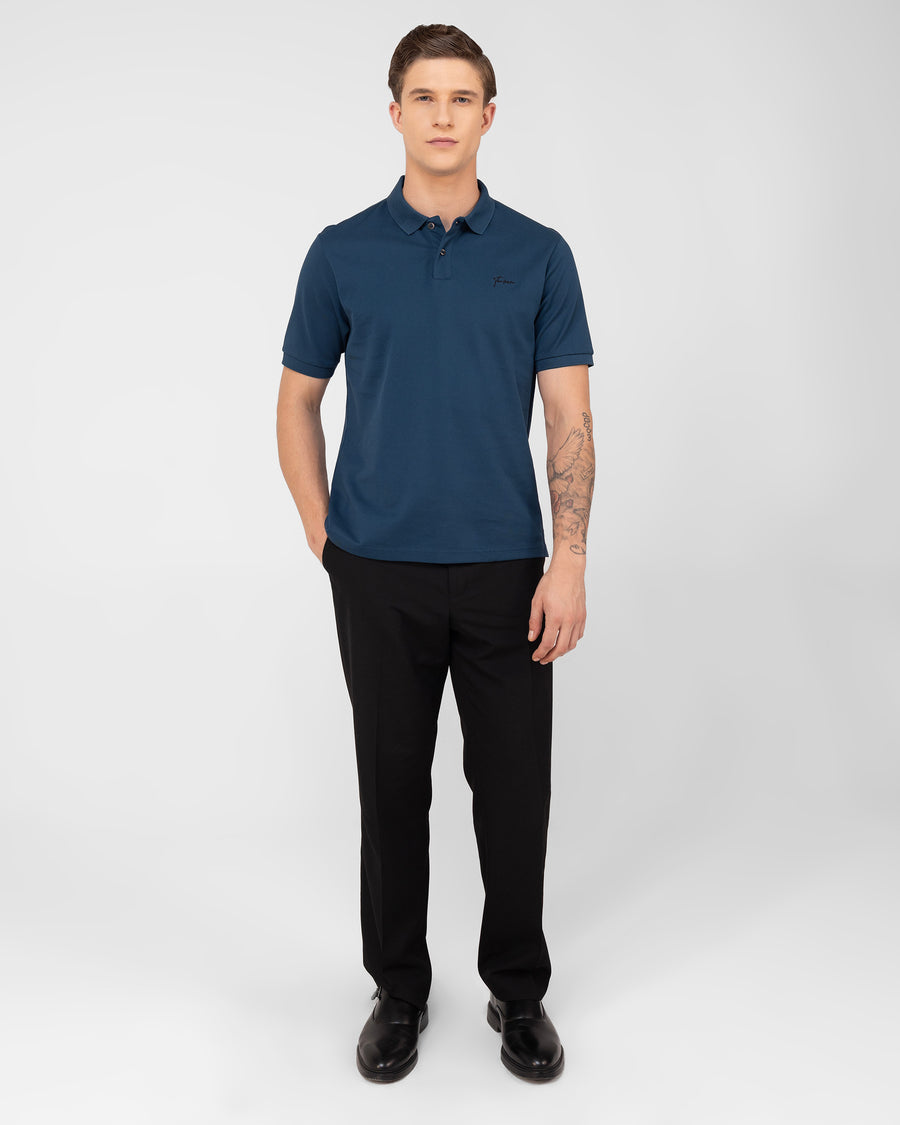 Teal Mercerised Luxury Cotton Piqué Men's Regular Fit Polo Shirt with us polo style
