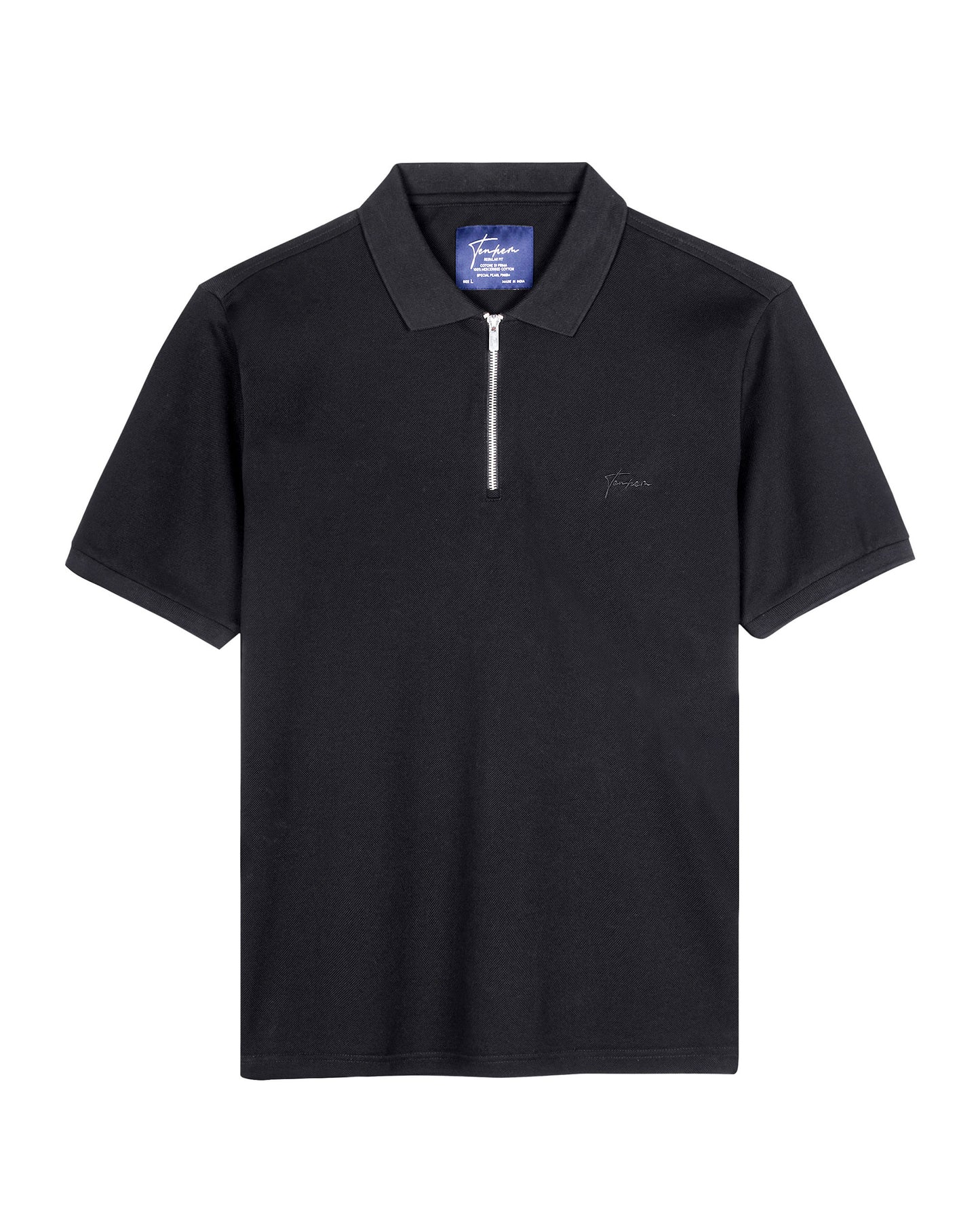 Edge Zipper Polo Pique Classic Black
