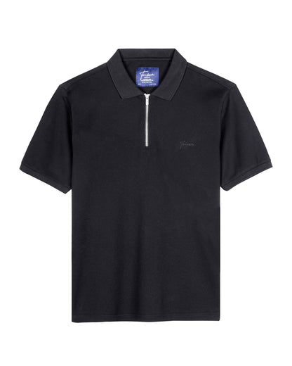 Edge Zipper Polo Pique Classic Black