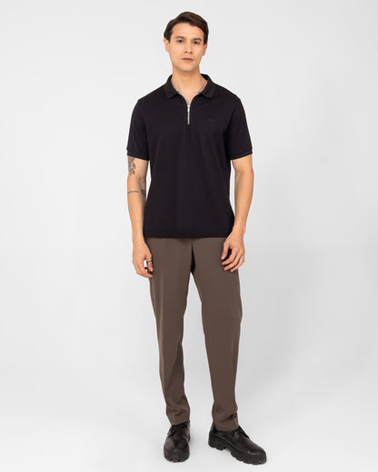 Edge Zipper Polo Pique Classic Black