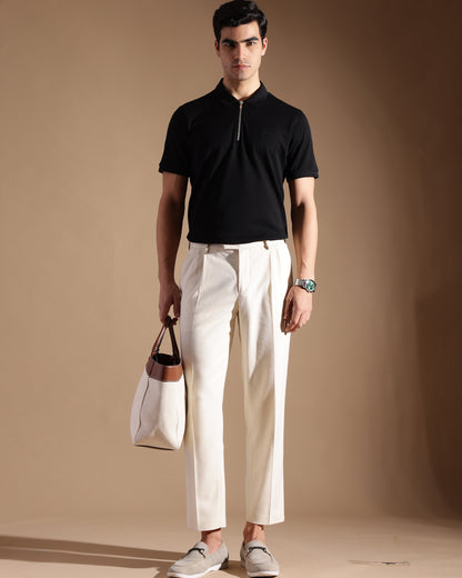 Edge Zipper Polo Pique Classic Black