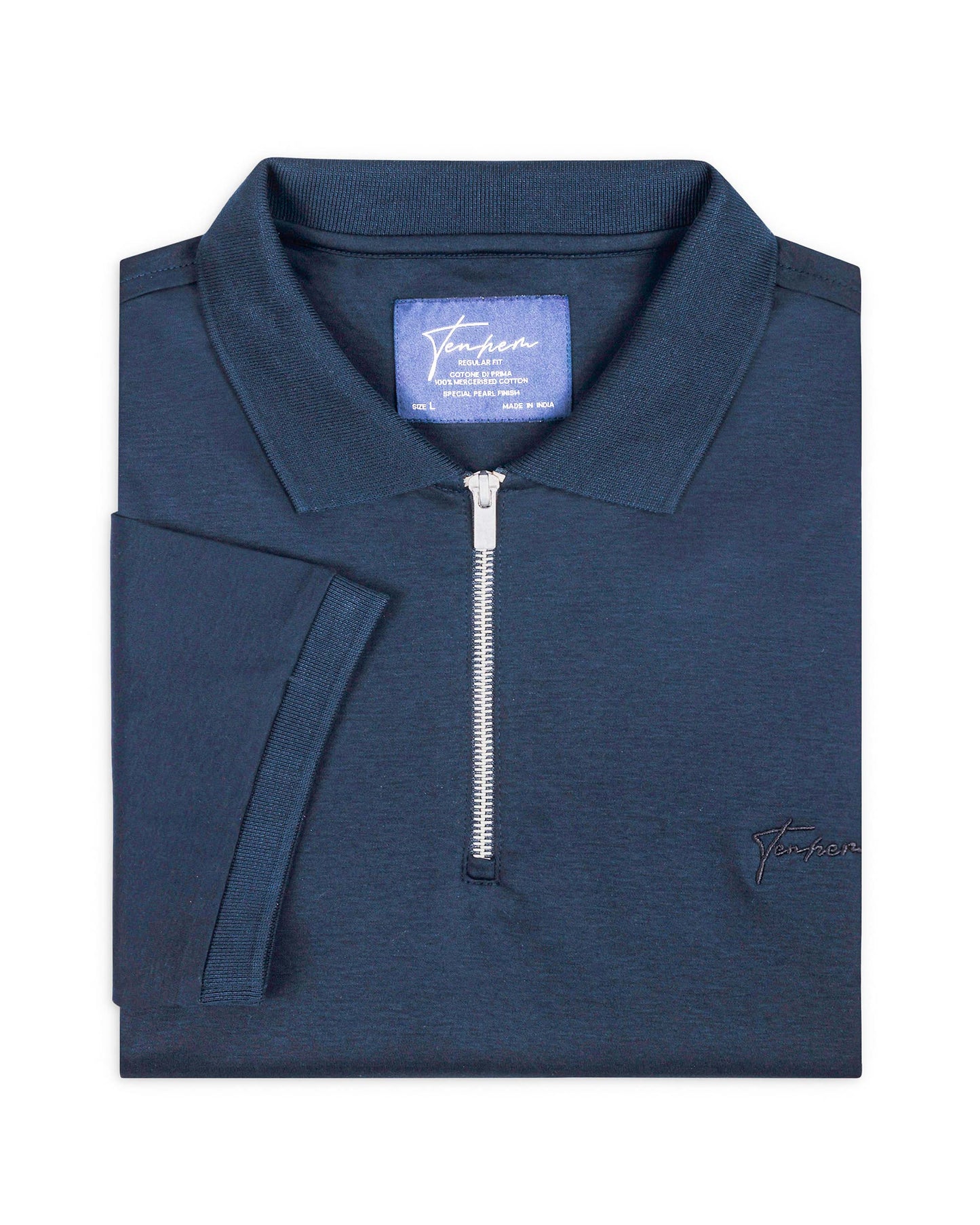Edge Zipper Polo Interlock Midnight Navy