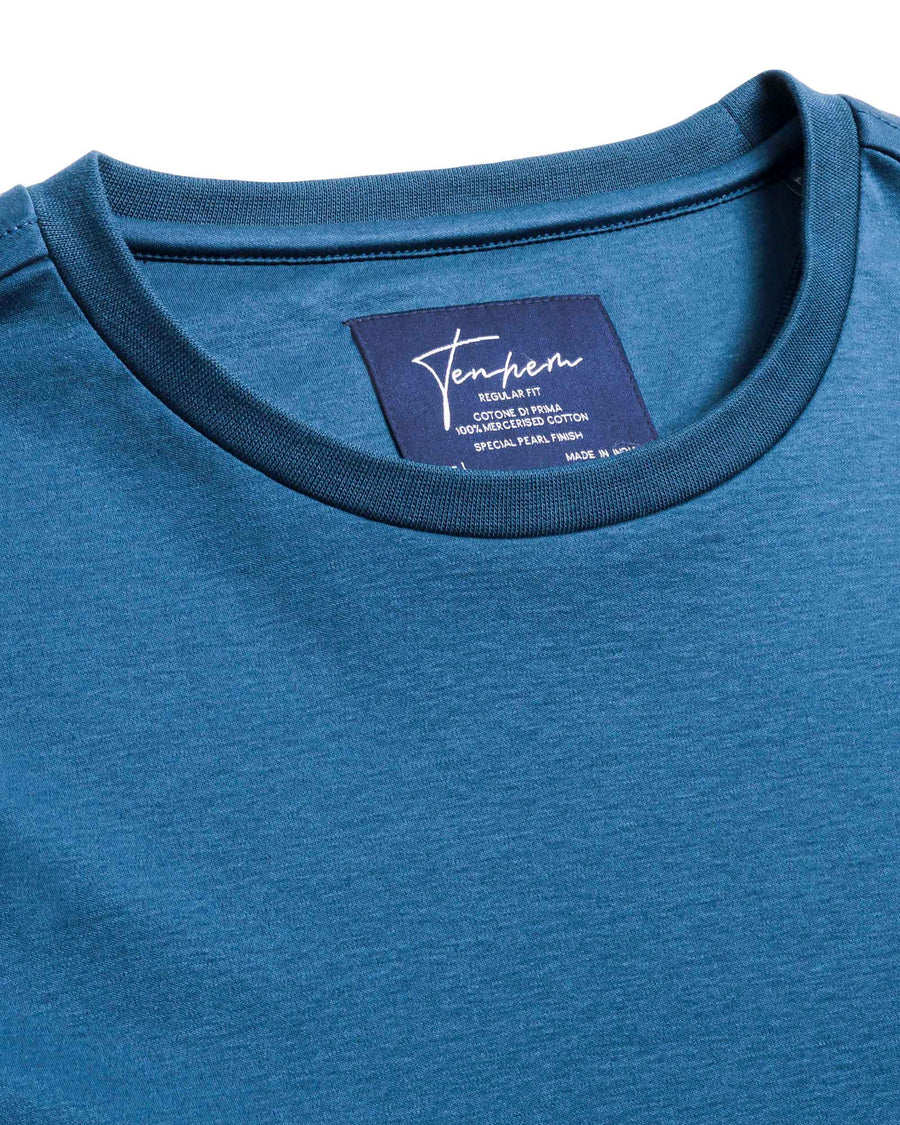 Deep Teal Mercerised Luxury Cotton Interlock Men's Regular Fit Round Neck T-Shirt
