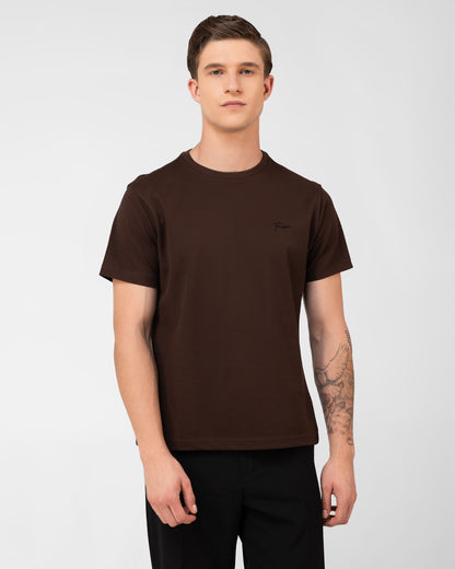 Branded T-Shirt for Men | Reserve Crew T Shirt Pique Dark Mocha