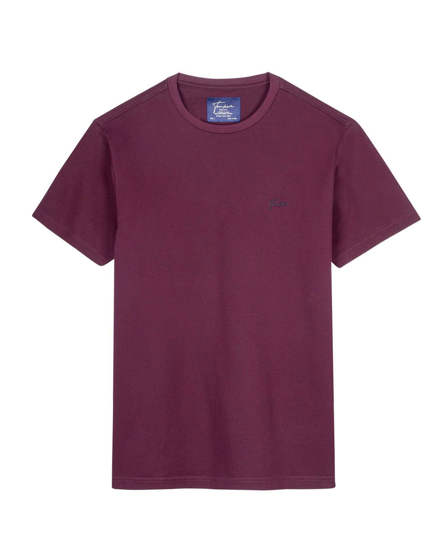 Reserve Crew T Shirt Pique Burgundy