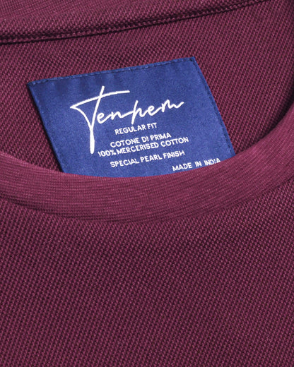 Reserve Crew T Shirt Pique Burgundy