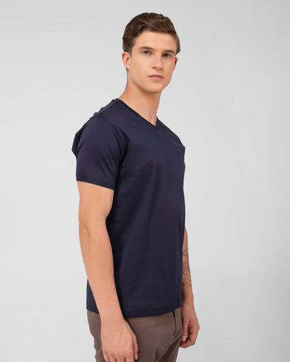 Branded T-Shirt for Men | Reserve V Neck Interlock Midnight Navy