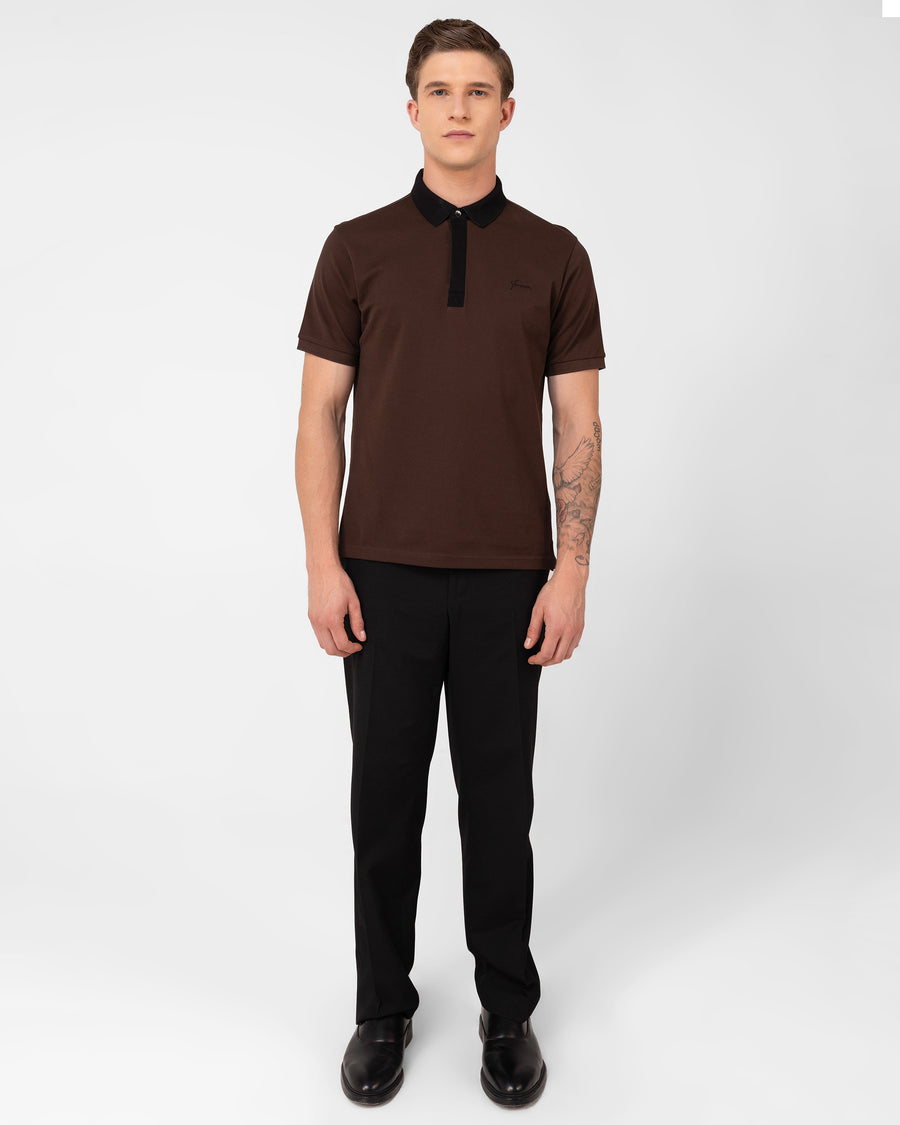 Choclate Brown Mercerised Premium Cotton Piqué Men's Regular Fit Polo T-Shirt
