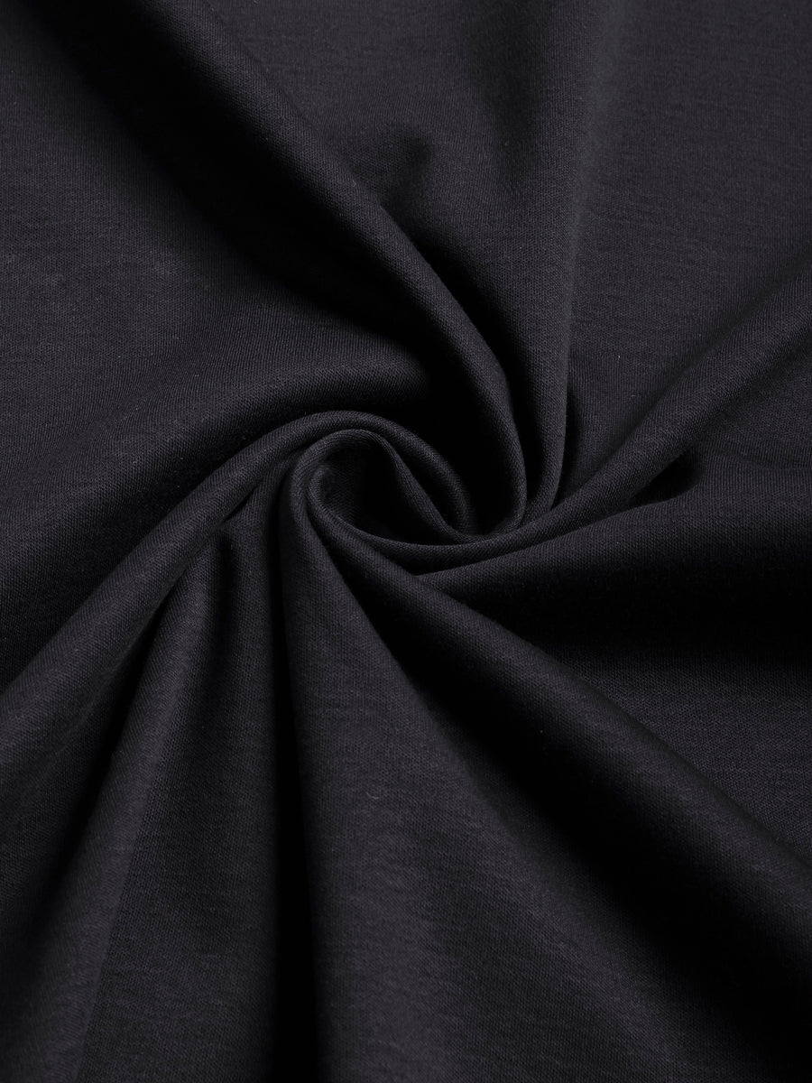 Galactic Black Mercerised Premium Cotton Interlock Men's Regular Fit Round Neck T-Shirt
