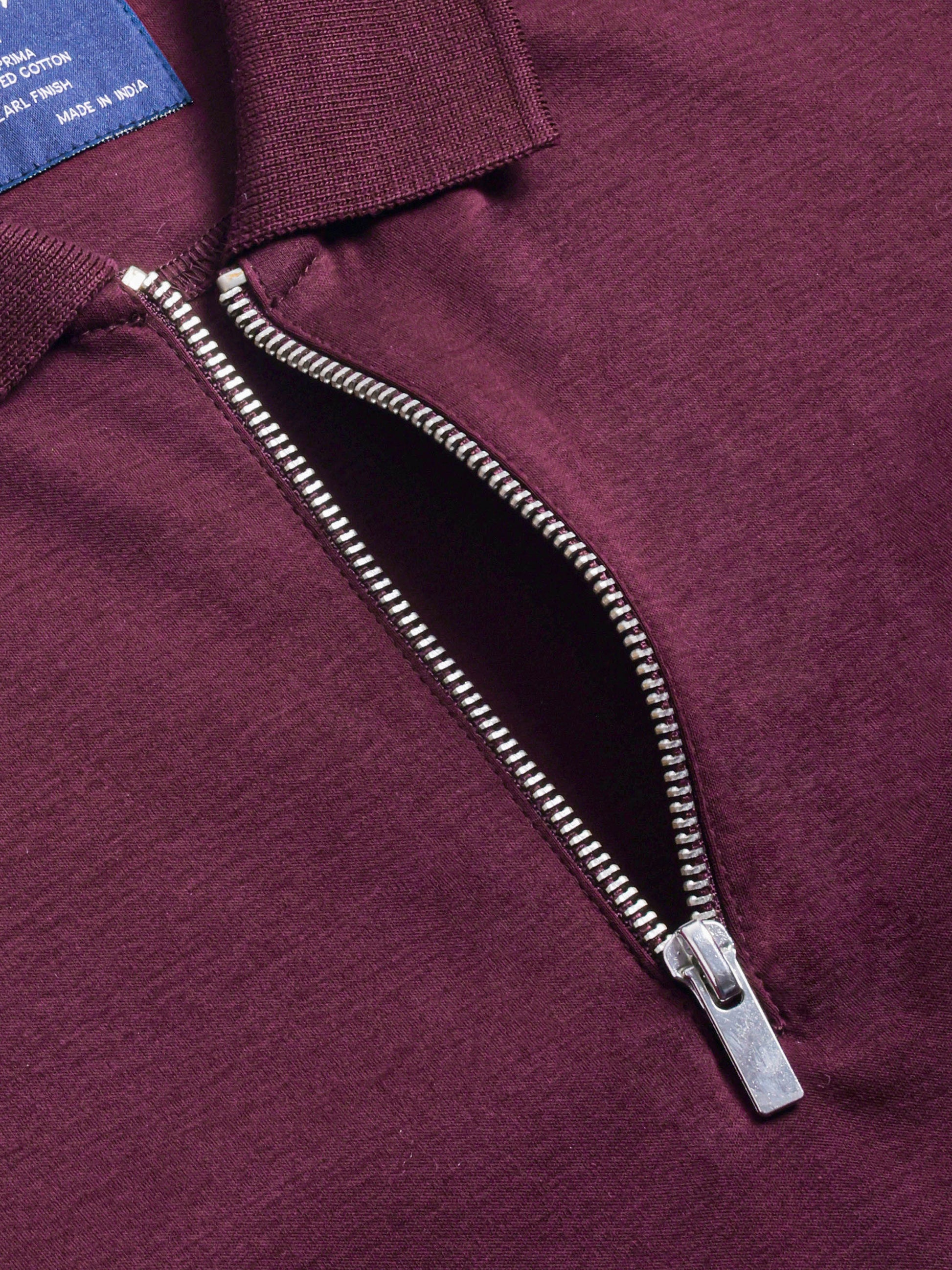 Mercerised cotton wine zipper polo shirt in tailored regular fit for men – TENHEM
