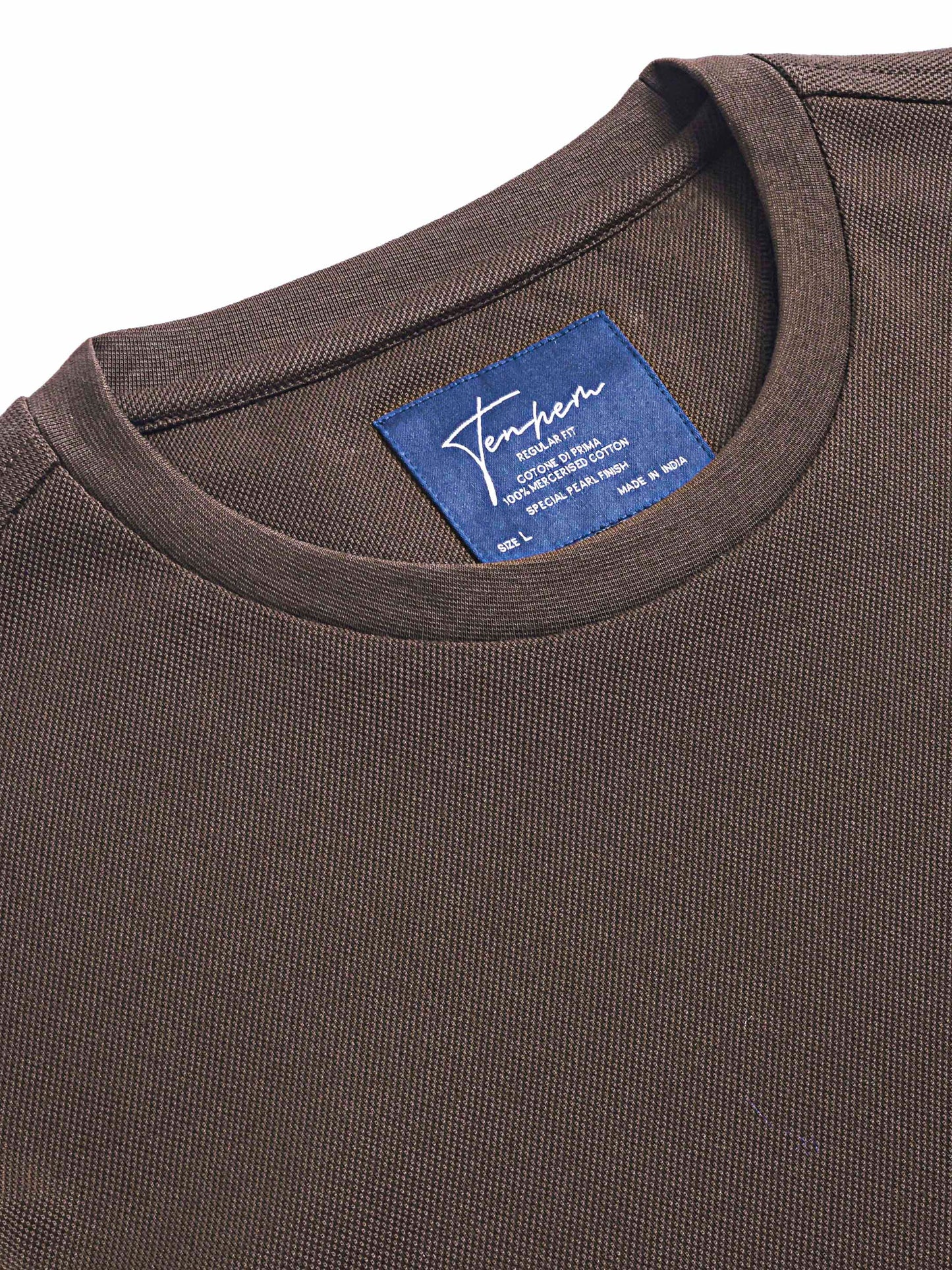 Regular fit mercerized cotton t shirt in brown pique fabric for men – TENHEM
