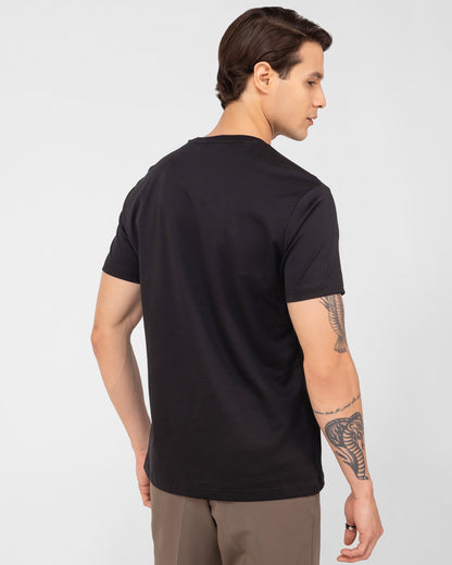 Premium black cotton interlock t shirt in regular fit crafted from mercerised cotton Tenhem
