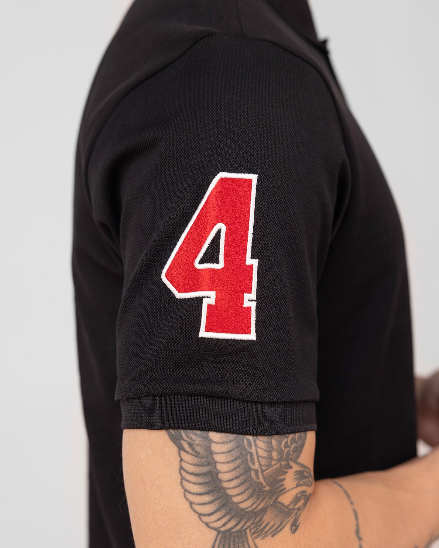 Black Polo T-shirt Embroidered Mercerised Cotton Pique