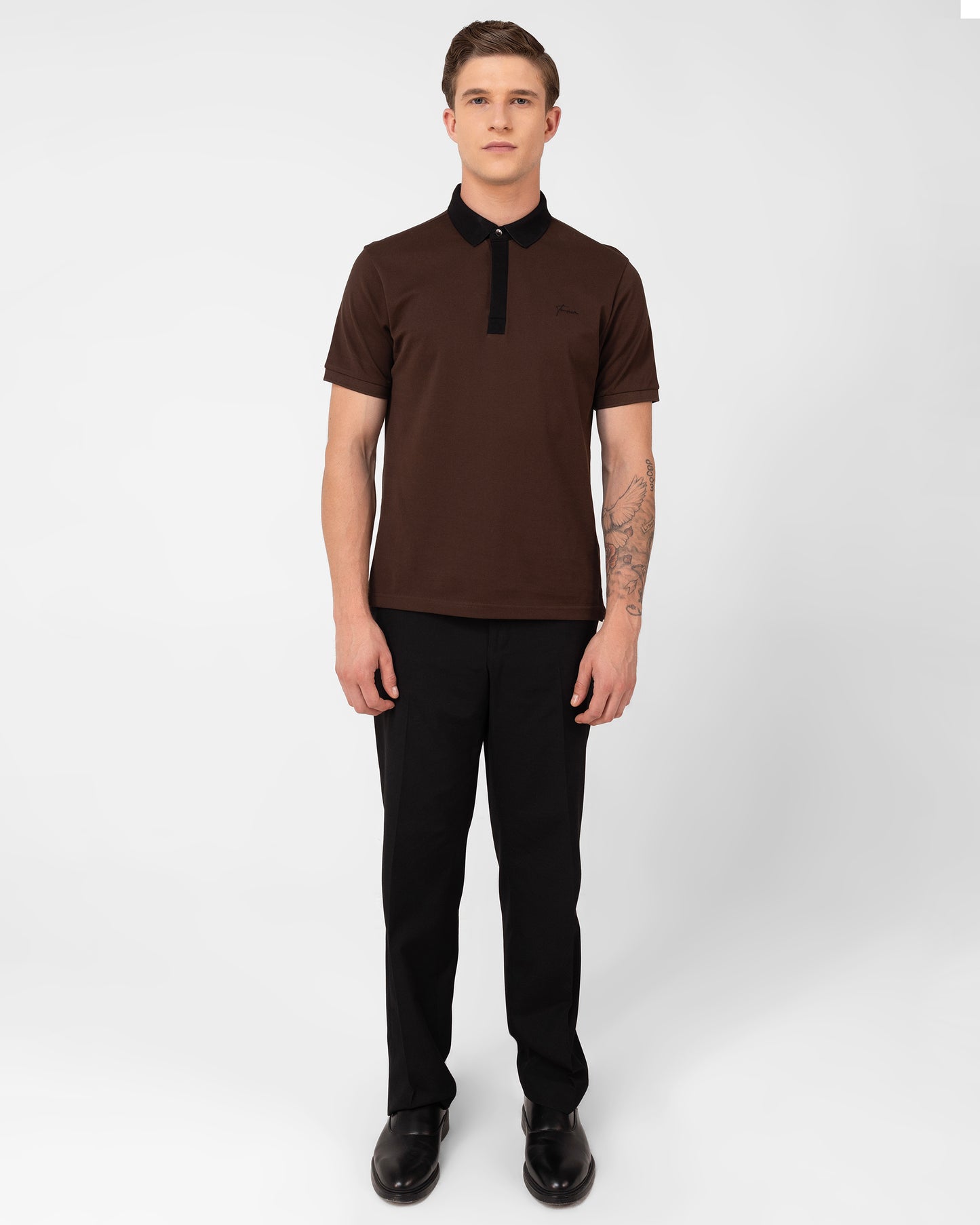 Premium Brown Pique Polo T-shirt with Smart Contrast Neck