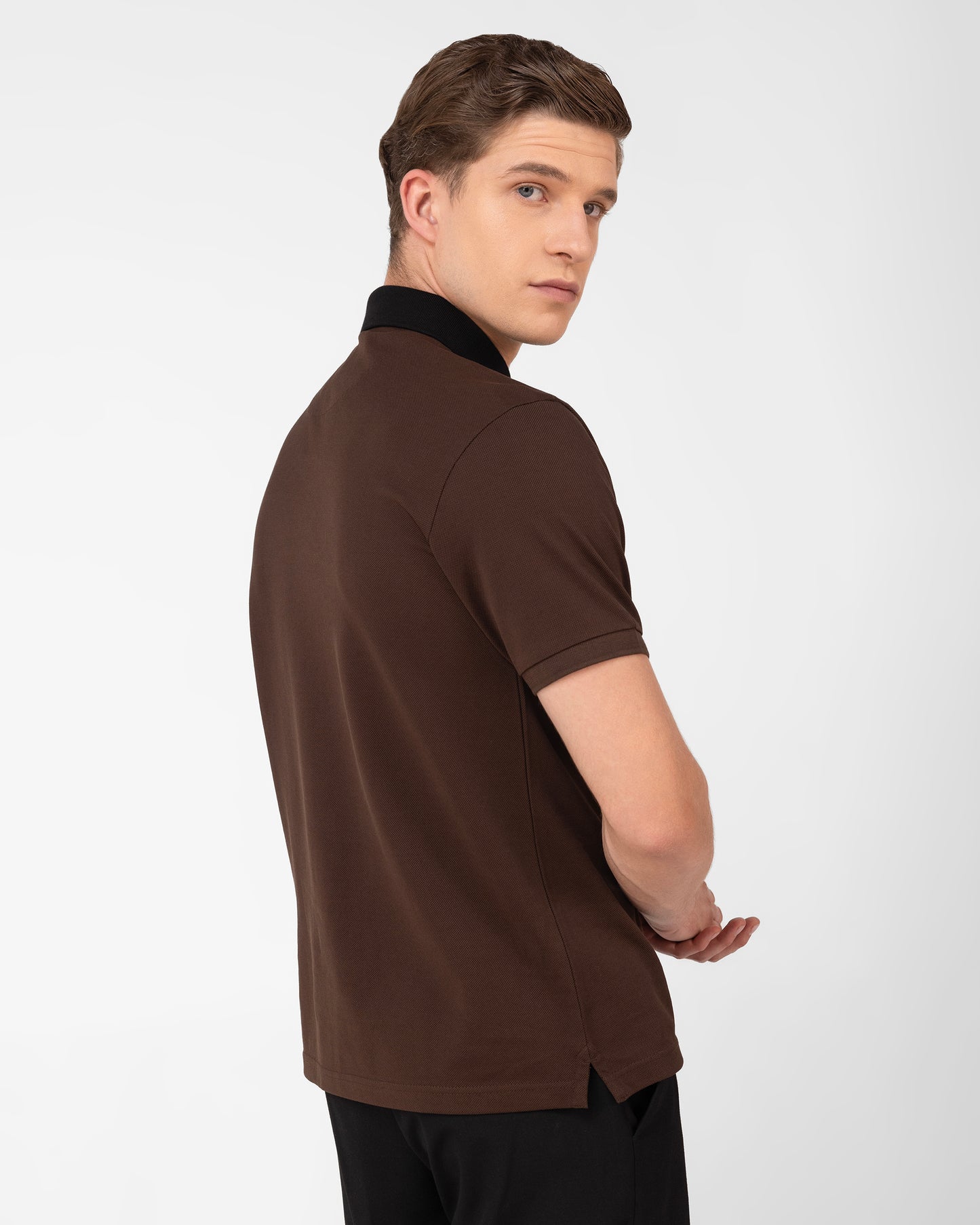 Premium Brown Pique Polo T-shirt with Smart Contrast Neck