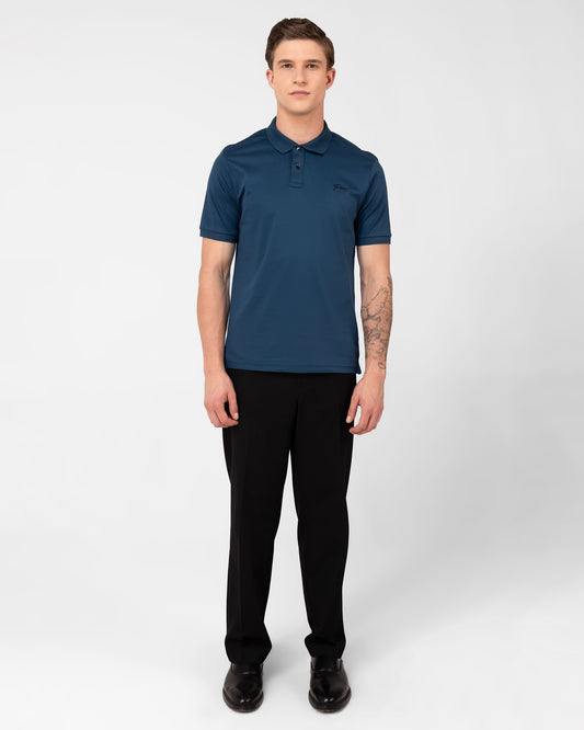 Teal green polo t-shirt for men in mercerised cotton by TENHEM