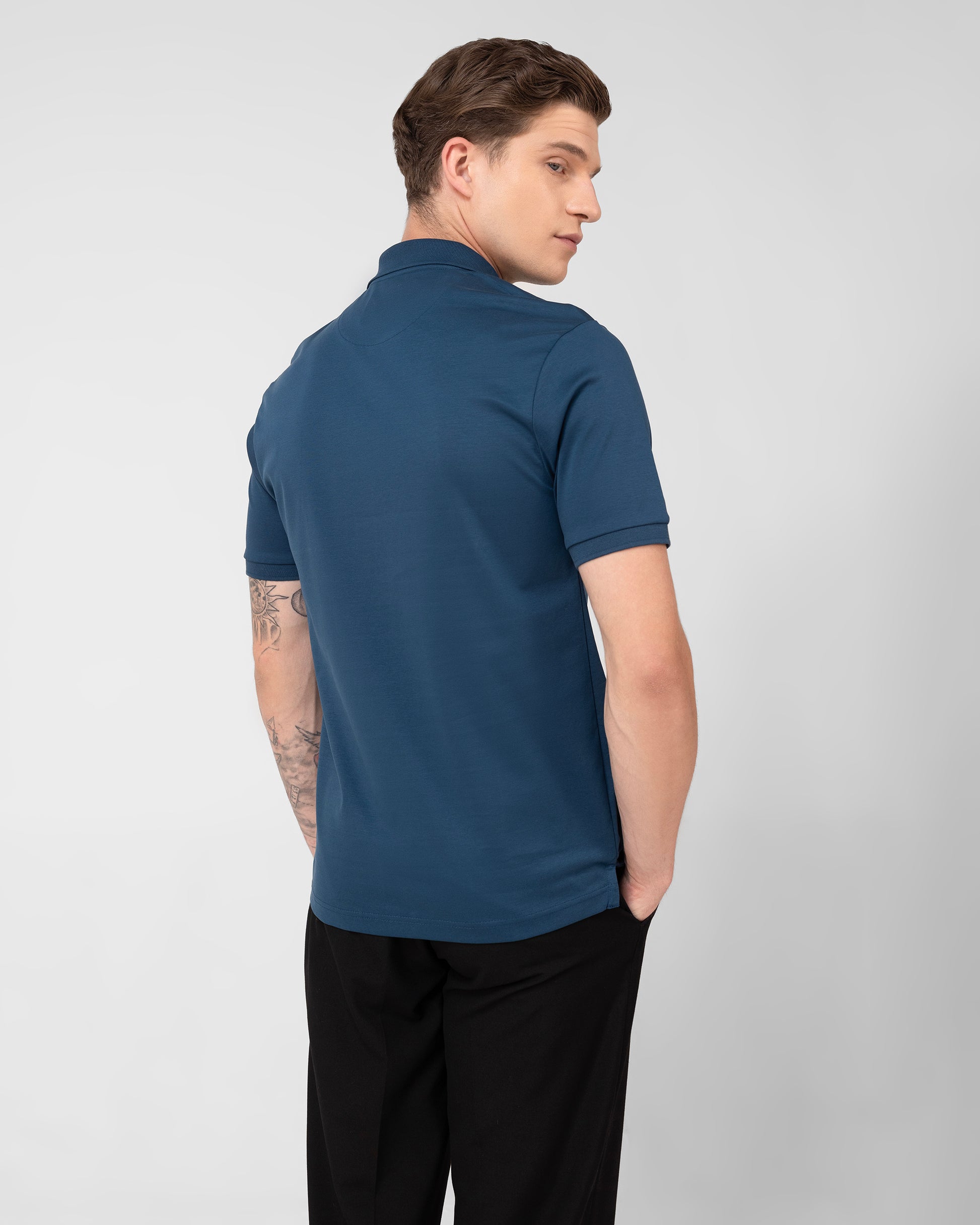 Men’s teal green cotton polo shirt crafted in rich mercerised fabric – TENHEM
