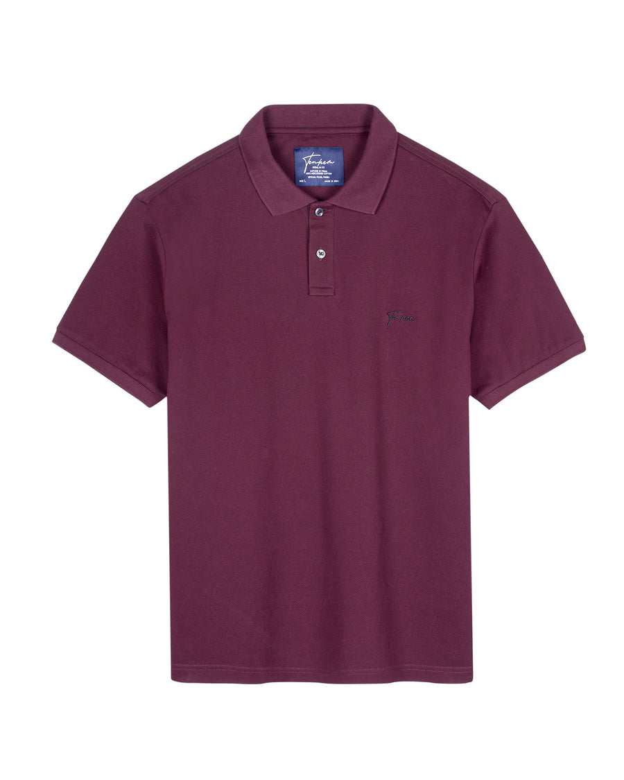 Berry Burgundy Mercerised Premium Cotton Piqué Men's Regular Fit Polo T-Shirt with Classic Placket
