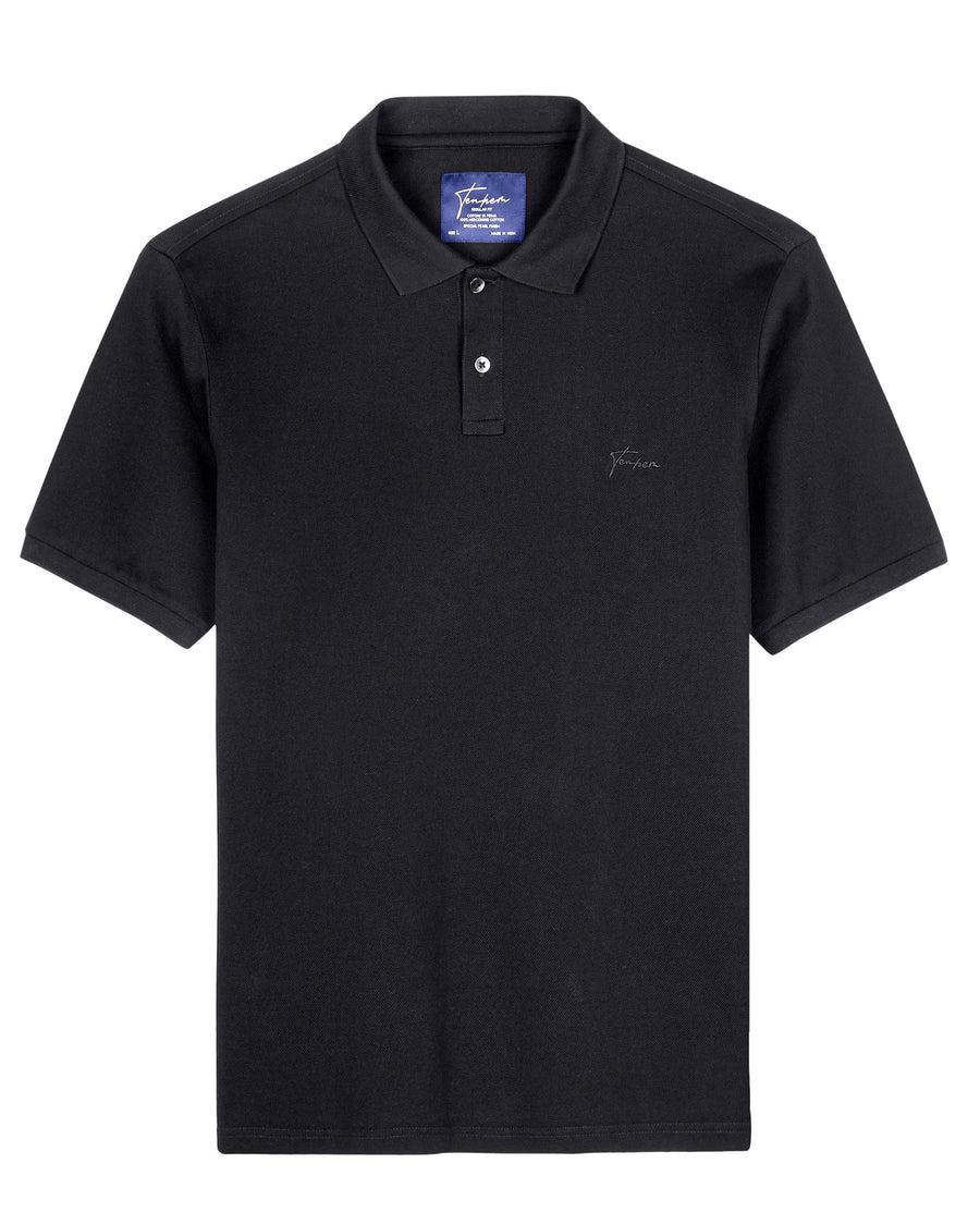 Midnight Black Mercerised Premium Cotton Piqué Men's Regular Fit Polo T-Shirt with us polo style
