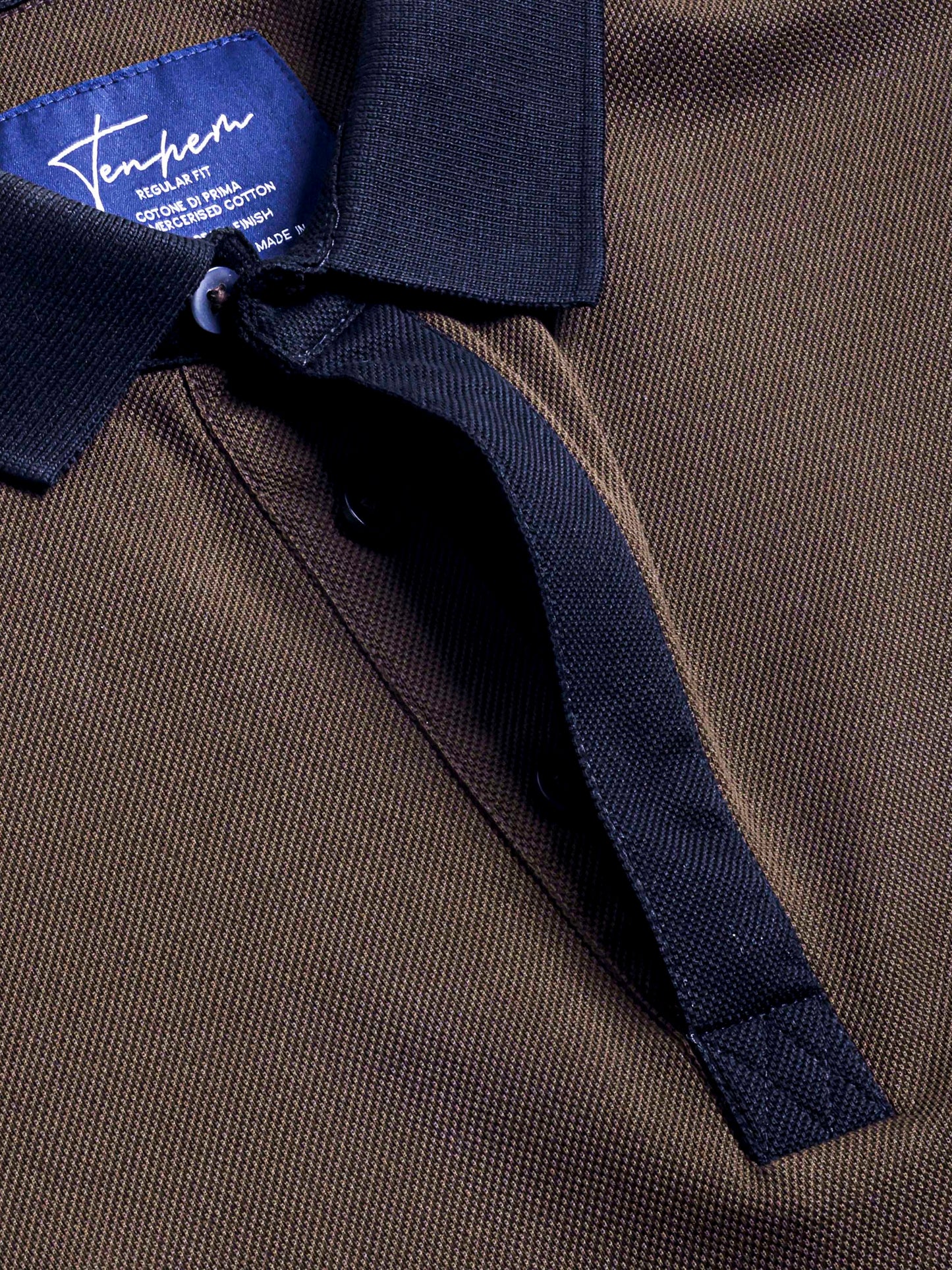 Premium Brown Pique Polo T-shirt with Smart Contrast Neck